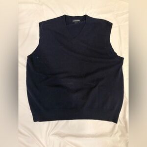 Lands End Cashmere Sweater Vest Mens Large Navy Blue V-Neck